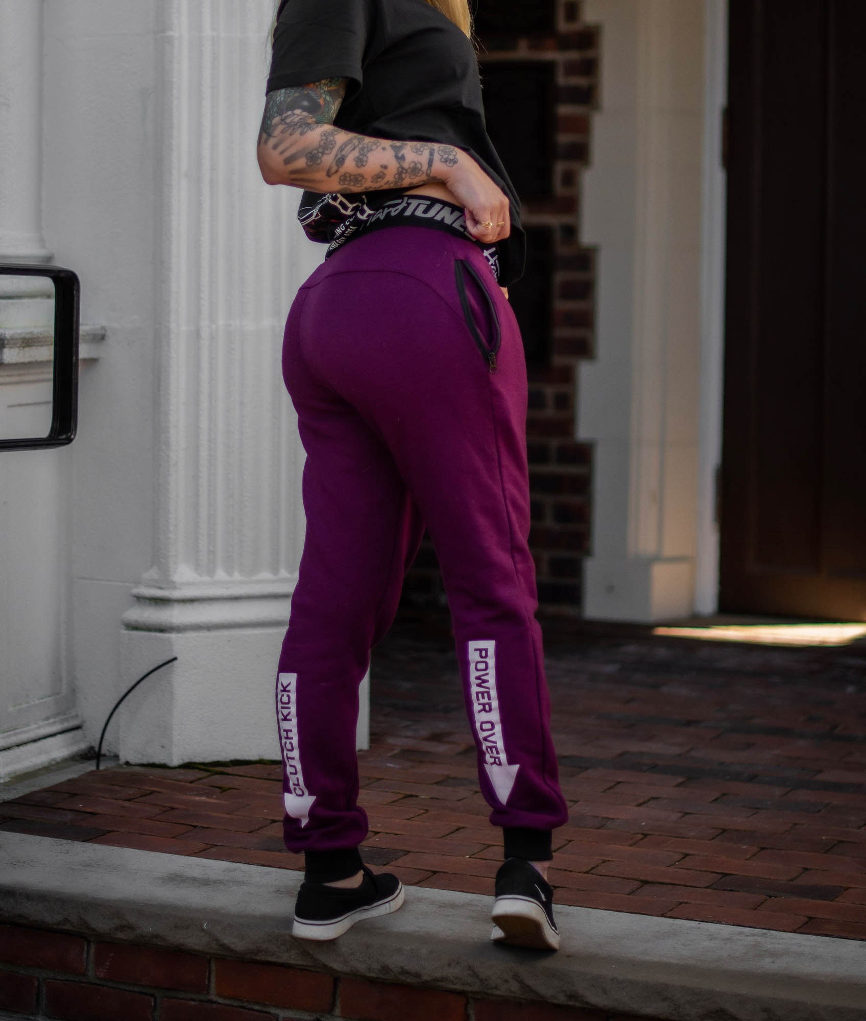 Ladies Power Over Trackies - Plum - Hardtuned