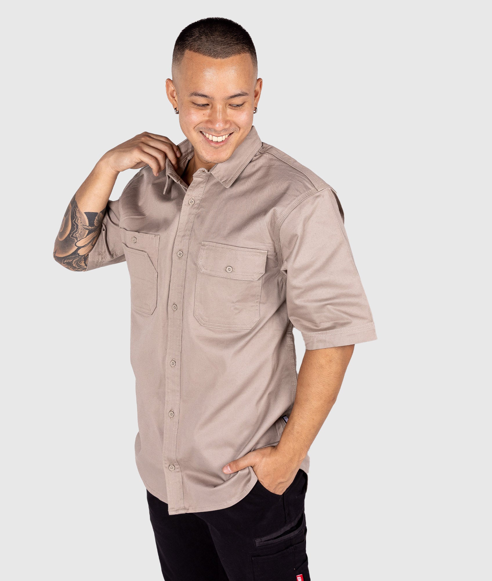 Short Sleeve Work Shirt - Tan - Hardtuned