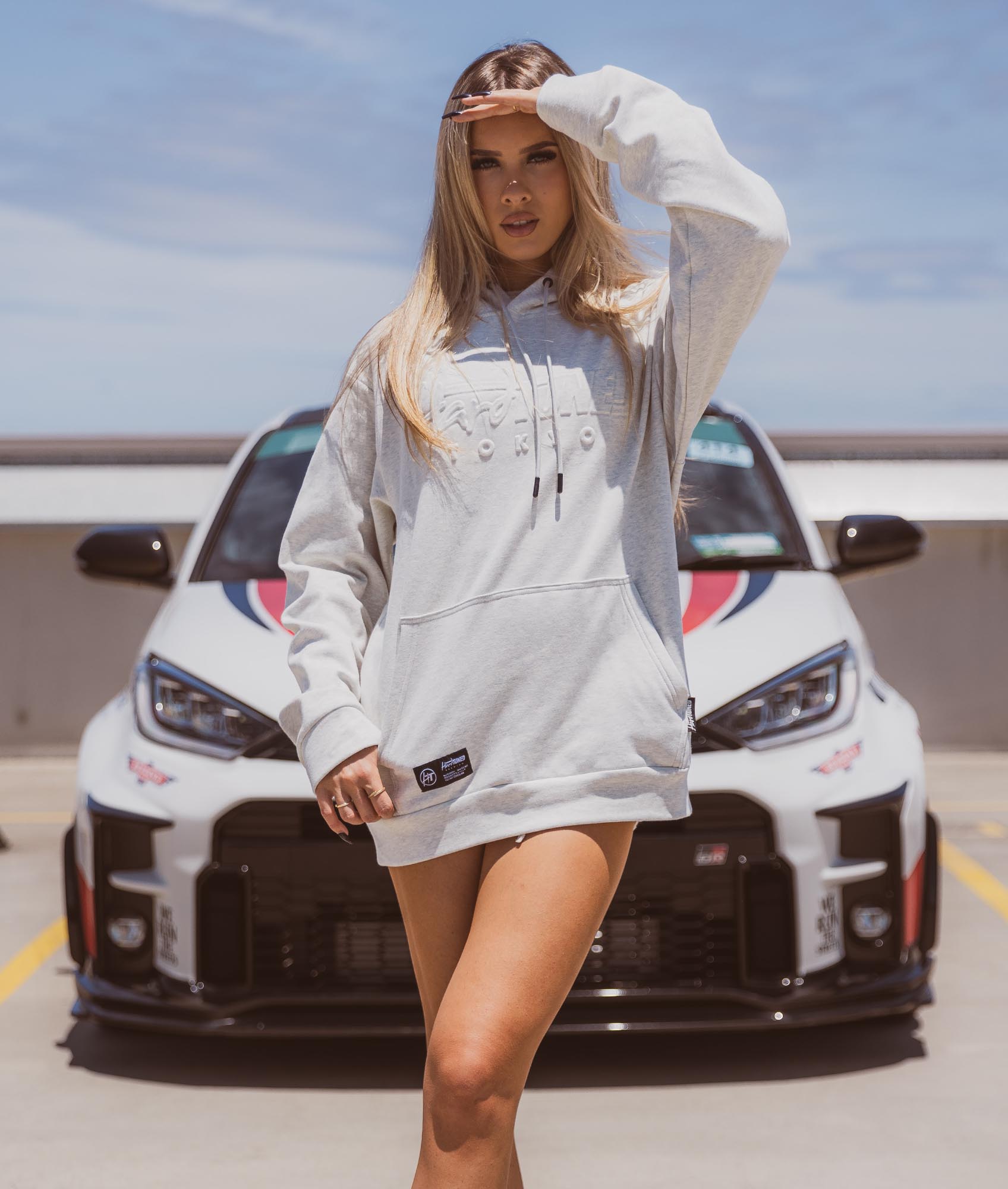 Women's Hardtuned Embossed P1 Fleece Hoodie - White - Hardtuned