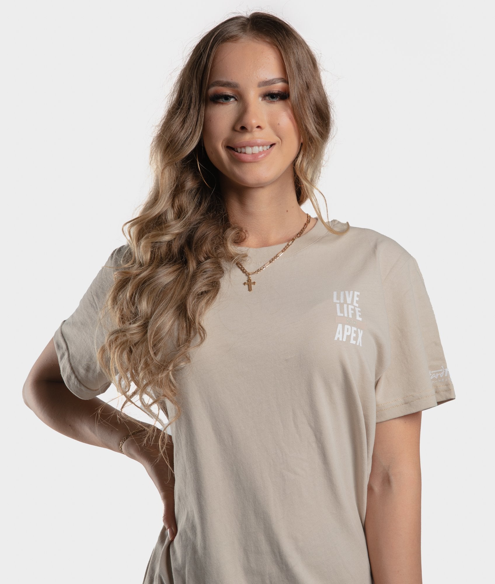 Womens Life on the Apex Tee - Tan - Hardtuned