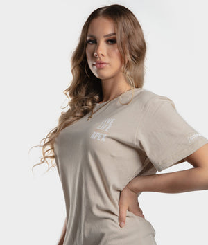 Womens Life on the Apex Tee - Tan - Hardtuned