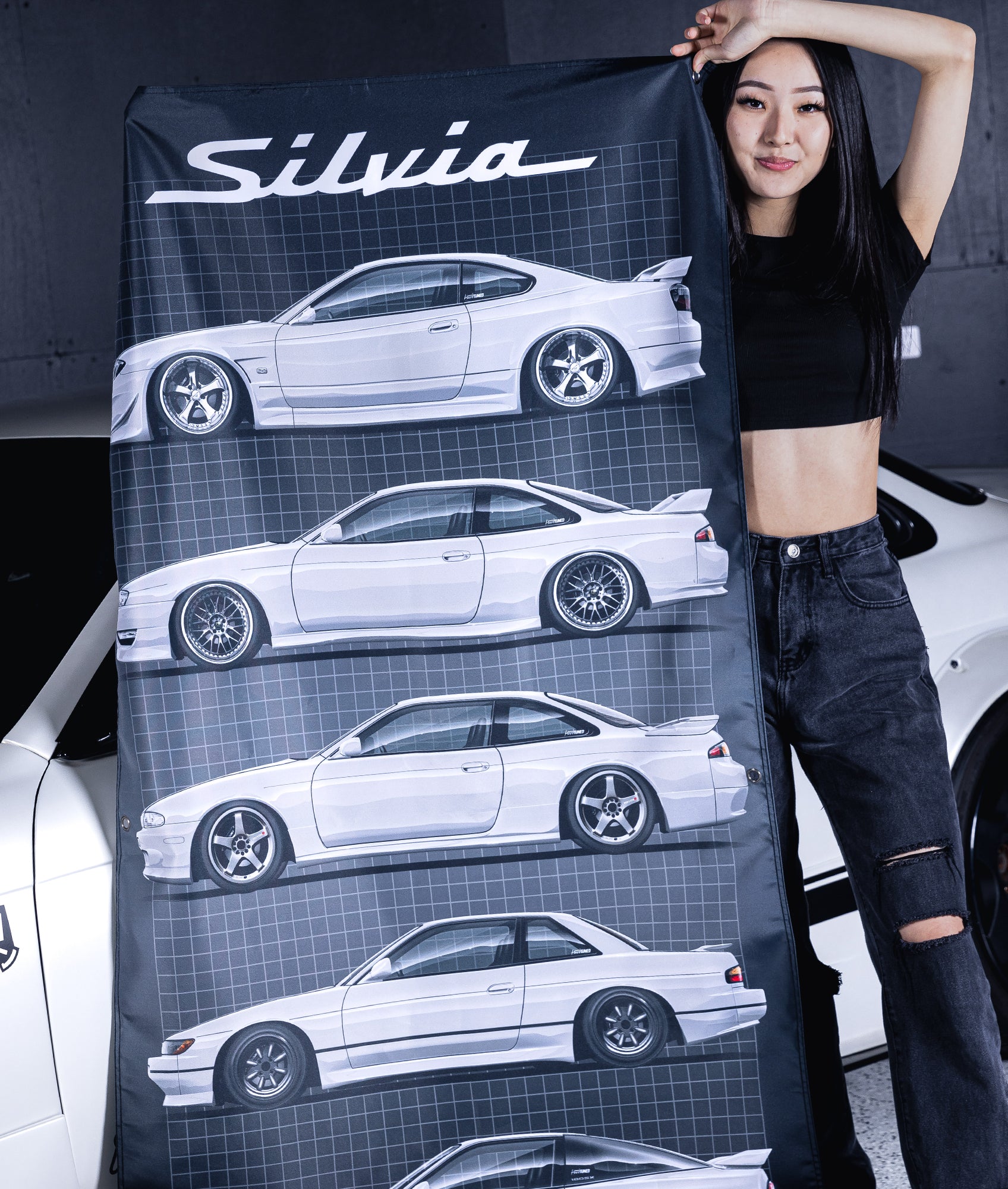 JDM Nissan Silvia Generations Workshop Flag - Hardtuned