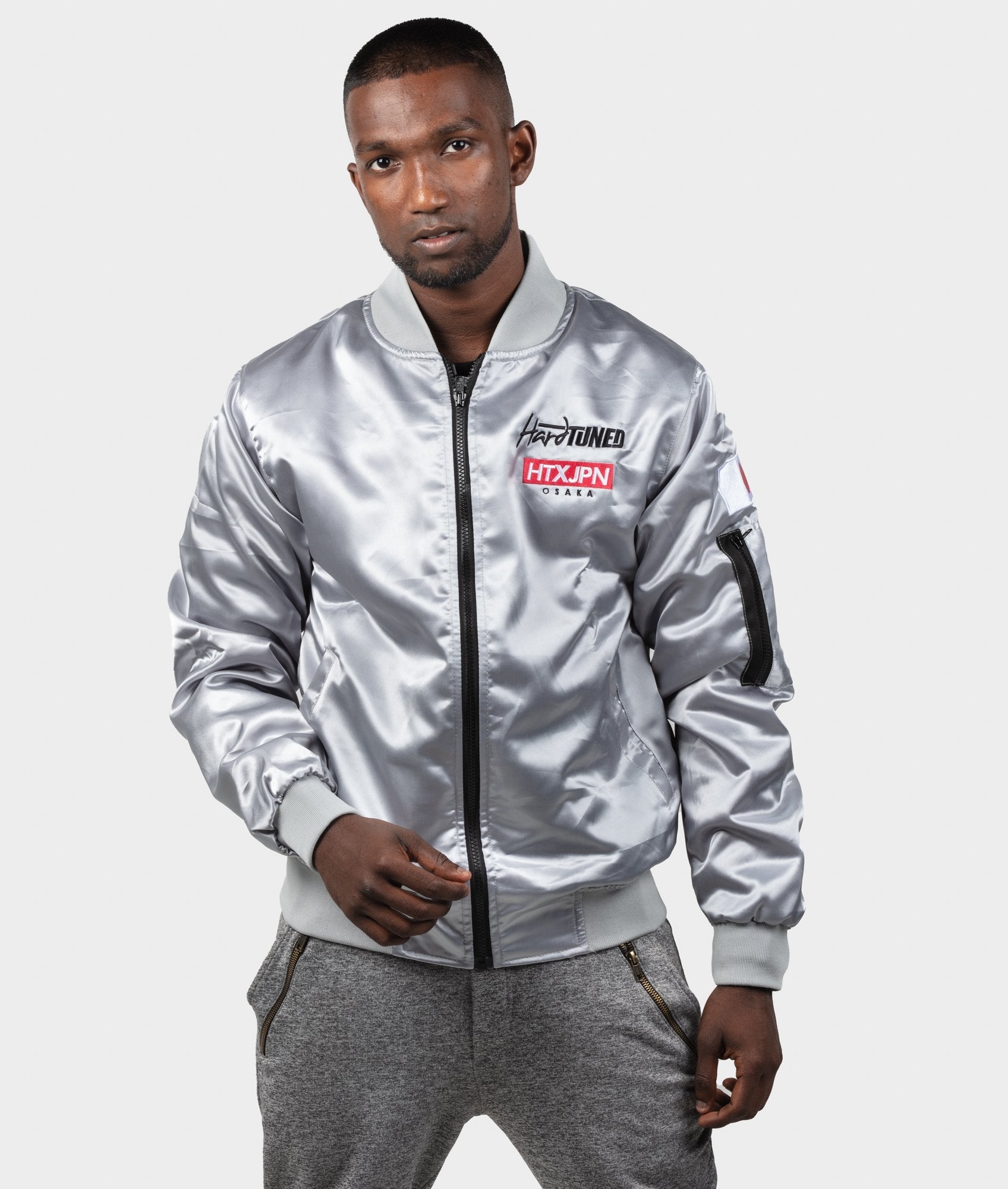 Silver bomber jacket top mens