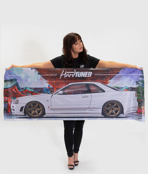 Nissan Skyline R34 GTR Workshop Flag - Hardtuned
